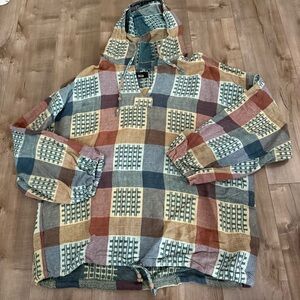 Vintage Pasta‎ Hooded Sweater Free Size Patchwork Drug Rug Lightweight